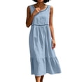 thumbnail image 5 of Women's Casual Round-Neck Sleeveless Solid Dress, 5 of 6