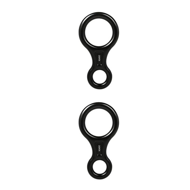 Descensor de escalada Yuarrent Cuesta abajo Rappel Rescate Ocho anillos Cuerda Rigging Protector Negro 2piezas
