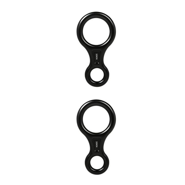 Descensor de escalada Yuarrent Cuesta abajo Rappel Rescate Ocho anillos Cuerda Rigging Protector Negro 2piezas