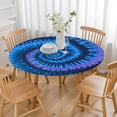 thumbnail image 3 of Blue Tie Dye Pattern Round Fitted Tablecloth with Elastic Edge,Dining Table Cover Waterproof,Outdoor Round Tablecloth for Camping,Dining,Indoor and Outdoor, 3 of 7