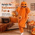 thumbnail image 3 of Satmonnus Unisex Adult Pumpkin Onesie Pajamas, Plush Jack-O-Lantern One-Piece Hooded Jumpsuit, Halloween Cosplay Costume Big Mouth Monster Sleepwear, 3 of 9