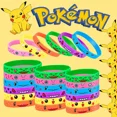 thumbnail image 1 of 12 pulseras de Pokémon con figuras de acción de Anime, Pikachu, Charmander, pulseras de silicona de dibujos animados para niños, regalos de fiesta de Cosplay, 1 of 5