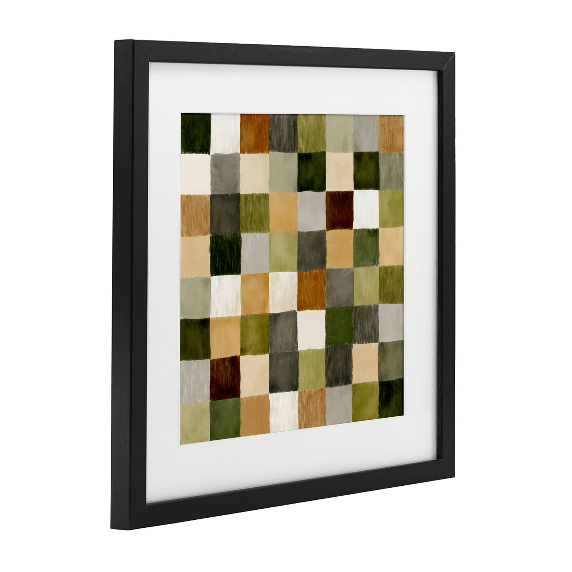 Stupell Industries Checkered Earth Tones Black Framed Print Under Glass, design by Petal Prints Design