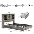 thumbnail image 3 of VanAcc Full Size Wooden Platform Storage Bed Frame with 51.2" Wood Bookcase Headboard(Rustic Grey), 3 of 7
