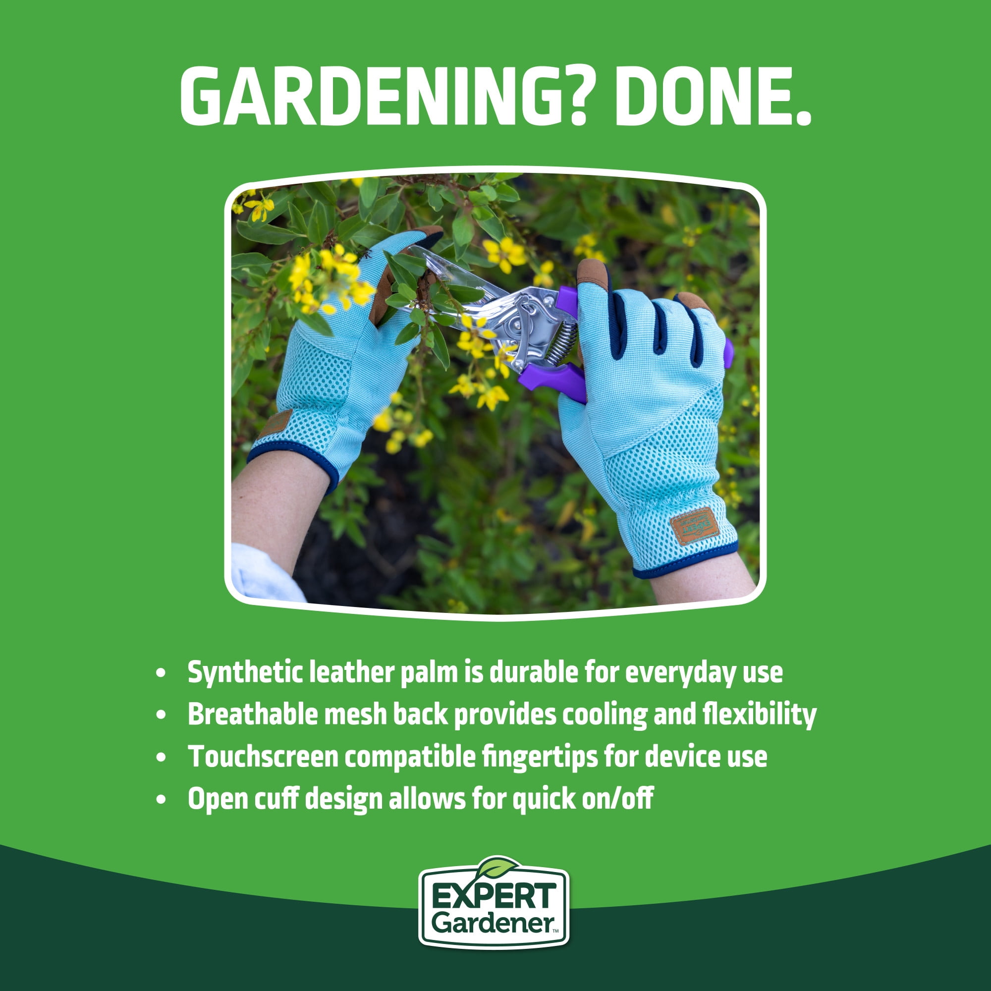 Expert Gardener Womens Breathable SlipOn Synthetic Leather Gardening Gloves, Size S