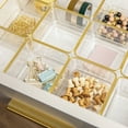 thumbnail image 6 of Martha Stewart Kerry 12 Pack Plastic Stackable Office Desk Drawer Organizers with Gold Trim, 3" x 3", 6 of 10