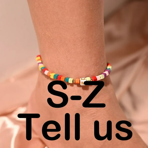 Colorful Initial Anklet Bracelet On The Leg