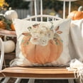 thumbnail image 5 of Fall Throw Pillow Covers 18x18 Inch Set of 2 Pastel Orange Pumpkin White Floral Outdoor Autumn Farmhouse Cottage Thanksgiving Decorations Decorative Throw Pillows Cases for Living Room Decor, 5 of 6