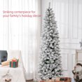 thumbnail image 4 of HOMCOM 7ft Flocked Pencil Artificial Christmas Tree with Steel Base, Green, 4 of 10