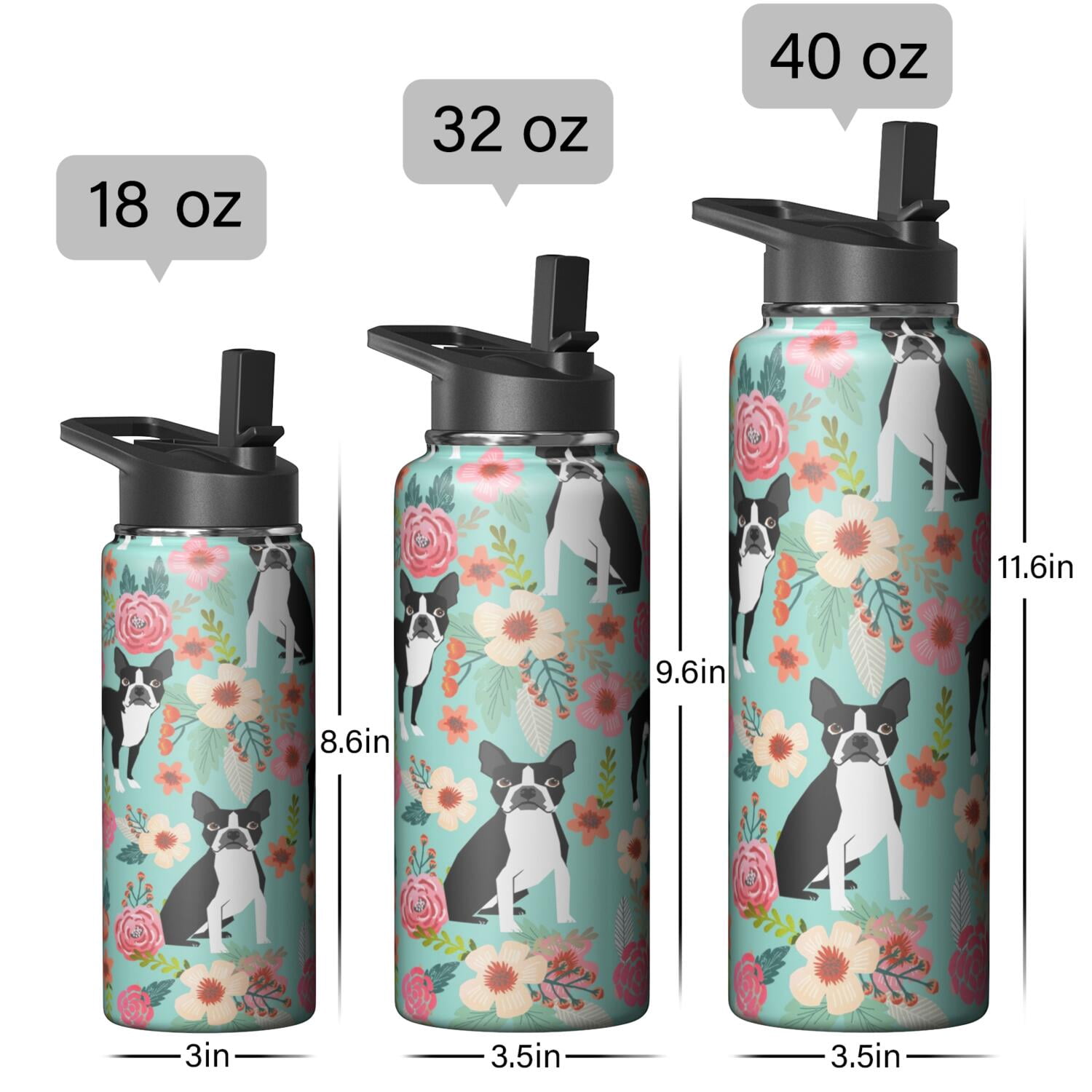 Dog Pattern Insulated Water Bottle - 18/8 Stainless Steel with Paw Print Design, 360° Leakproof Seal & Copper Layer for 24hr Temperature Retention