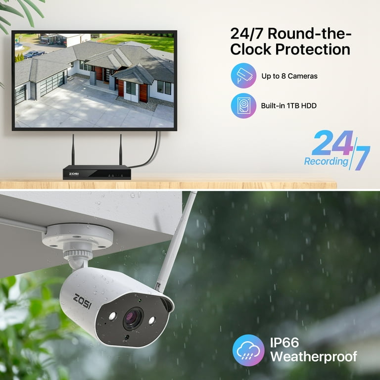 3MP Wireless Security Camera System with Audio ZOSI 2K Wireless