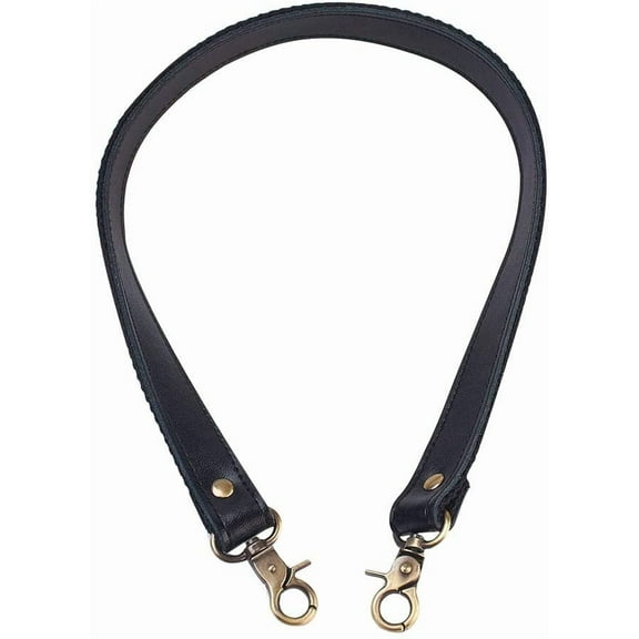 2PCS 22.8 inches Genuine Leather Purse Handles Bag Replacement Straps with Alloy Clasps Black diy Black