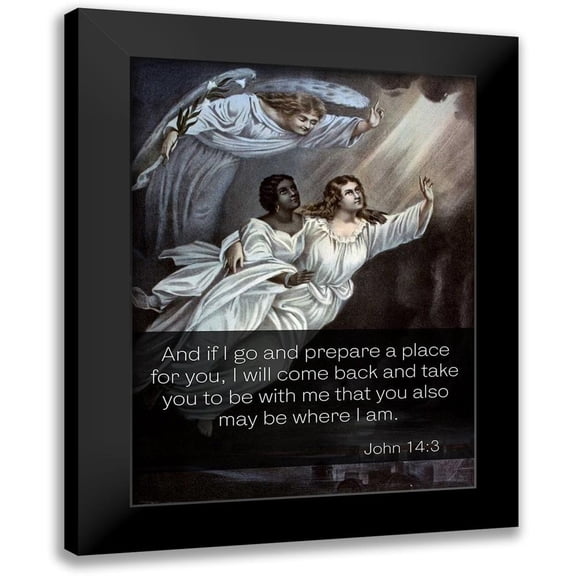 ArtsyQuotes 11x14 Black Modern Framed Museum Art Print Titled - Bible Verse Quote John 14:3, Currier and Ives - Spirits Flight