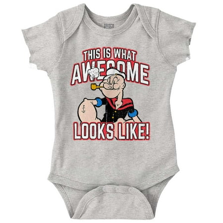 

Popeye What Awesome Looks Like Cool Romper Boys or Girls Infant Baby Brisco Brands 24M