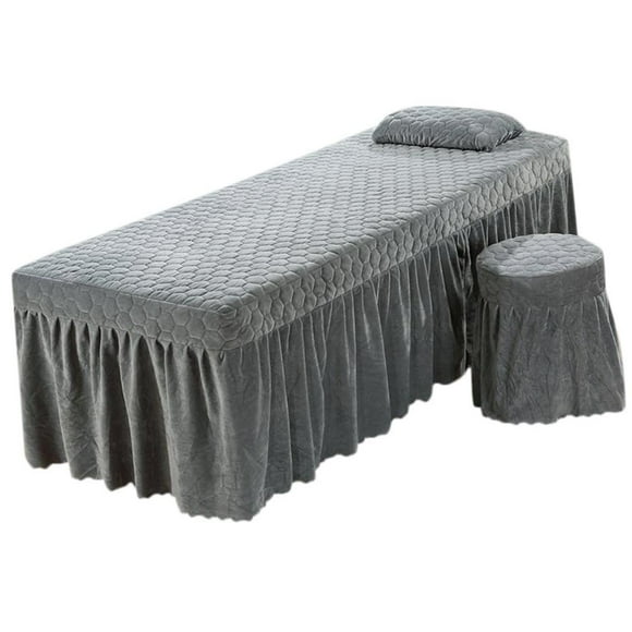 Housse de Drap de Table, Housse de Lit de Beauté, Ensembles de Draps de Table de Massage, Ensembles de Draps de Lit, Taie d'Oreiller Douce - Gris, Tel Que Décrit