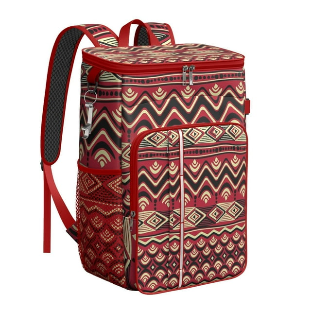 Rustic Insulated Backpack Cooler - 20L Soft Cooler Bag, Artistic Design for Outdoor Enthusiasts