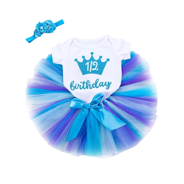 Odeerbi 0-18 Meses Conjuntos de Verano Para Niñas Conjunto de Canastilla Primer Cumpleaños Body Falda de Tutú de Tul Con Diadema Conjunto de Tres Piezas Top Lazo Falda de Malla Conjunto