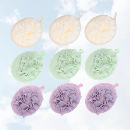 HOOWIFFY 9-Piece Bath Sponges Set for Women, Assorted Colors, Soft Shower Scrubbers, Relaxing Bath Accessories for Adults
