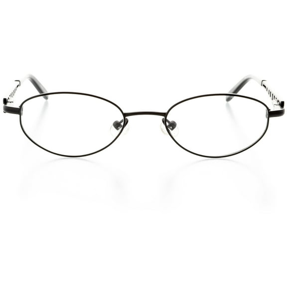 Womens Optical Eyewear - Oval Shape, Metal Full Rim, Black
