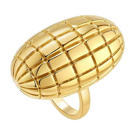 PAURO Women's Stainless Steel Lightweight And Luxurious Bread Ring Gold Size 11