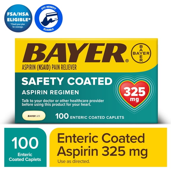 Bayer Aspirin Regimen 325mg Enteric Coated Tablets, 100 Count