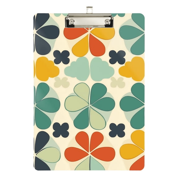 FORMRS Acrylic Clipboard with Low Profile Clip Standard A4 Letter Size, 12.5" x 9", Beige Clover Pattern