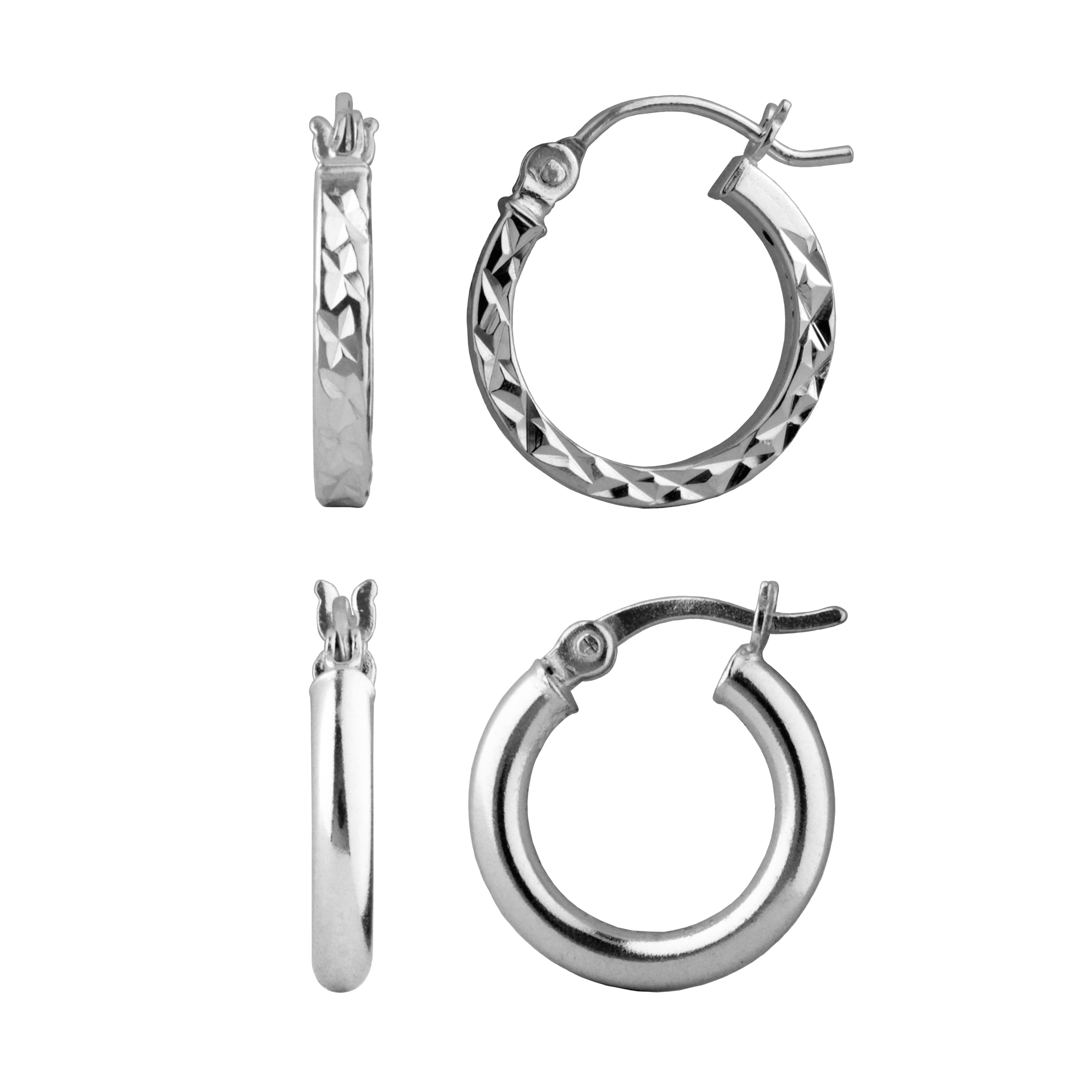 Brilliance Fine Jewelry Sterling Silver Duo Hoop Earring Set