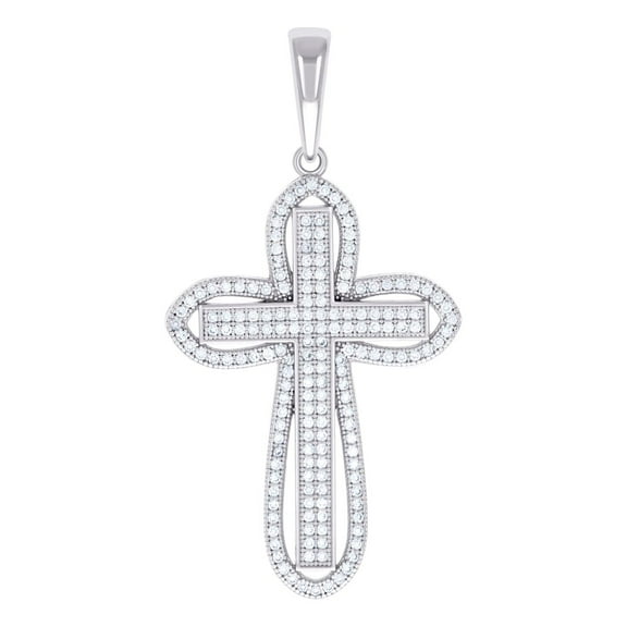 925 Sterling Silver Mens 1.09ct Moissanite Cross Religious Charm Pendant 54.6x28.1mm Wide Necklace for Men