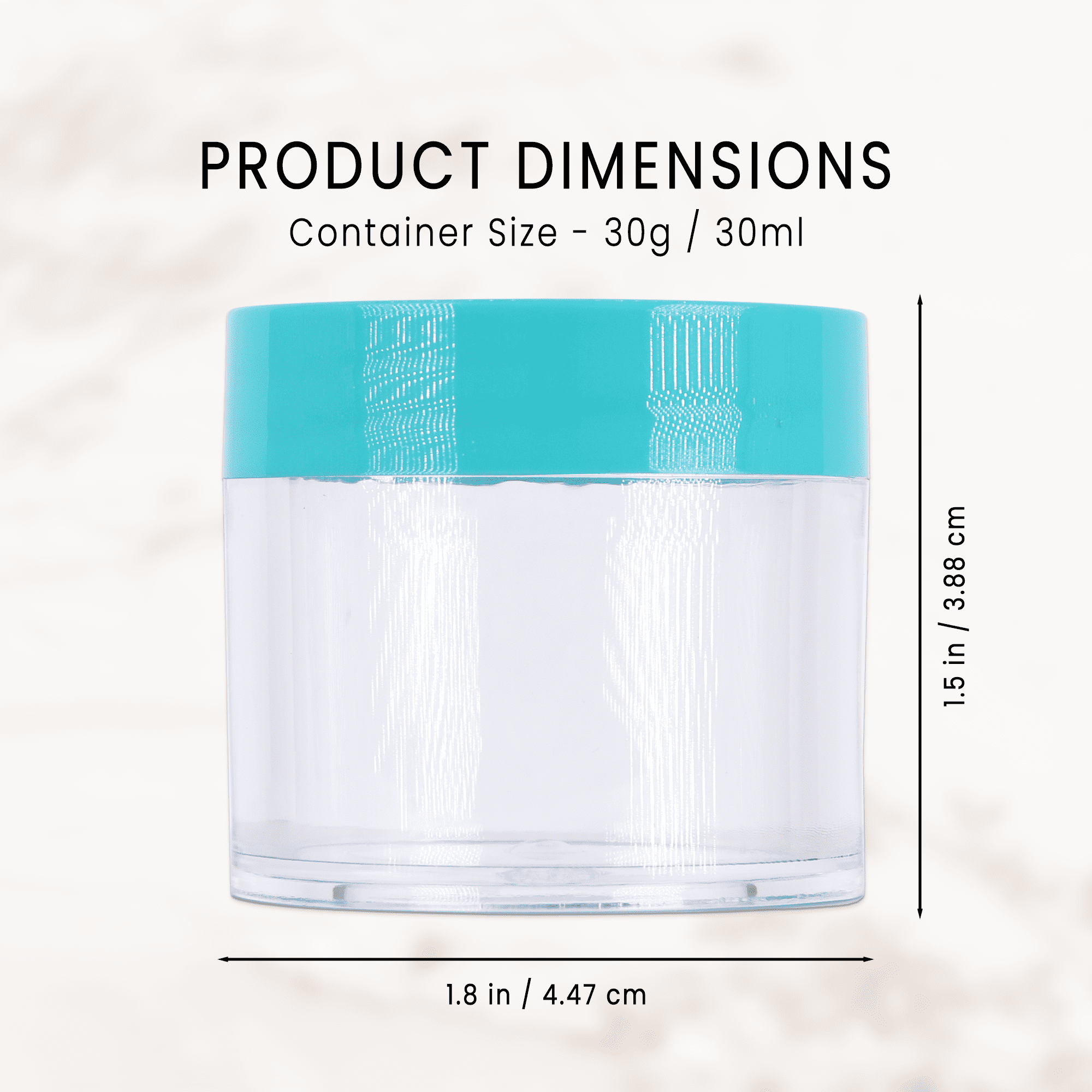Beauticom 30 Pieces High Quality 30 Gram 30 ml (1 oz) Clear Round Acrylic Cosmetic Product Sample Travel Jars (Teal Lids)
