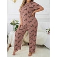 thumbnail image 3 of Womens Plus Size Pajama Soft Silky Print Set Short Sleeve Sleepwear 2 Piece Lightweight Loungewear for Home, 3 of 11