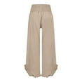 thumbnail image 2 of Beige Linen Pants Women's Solid Color Fashionable Casual High Waisted Pleated Irregular Cotton Linen Loose Pants for Women, 2 of 6