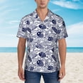 thumbnail image 2 of Gaeub Blue Fish1 Print Men's Hawaiian Shirt,Button Down Short Sleeves Shirts,Tropical Beach Casual Button Down Shirts,Large, 2 of 7