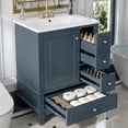 thumbnail image 3 of Blue 24" Bathroom Vanity with Ceramic Sink with Multi-Drawer & Cabinet Storage for bathroom, 3 of 27