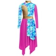 thumbnail image 4 of Aislor Girls Metallic Liturgical Praise Dance Dress Long Sleeve Printed Asymmetrical Worship Church Robe Hot Pink 16, 4 of 7