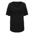 thumbnail image 4 of Womens Night Gowns for Sleeping Solid Color Sexy V Neck Short Sleeved Night Dress Sleepwear Black 2XL, 4 of 4