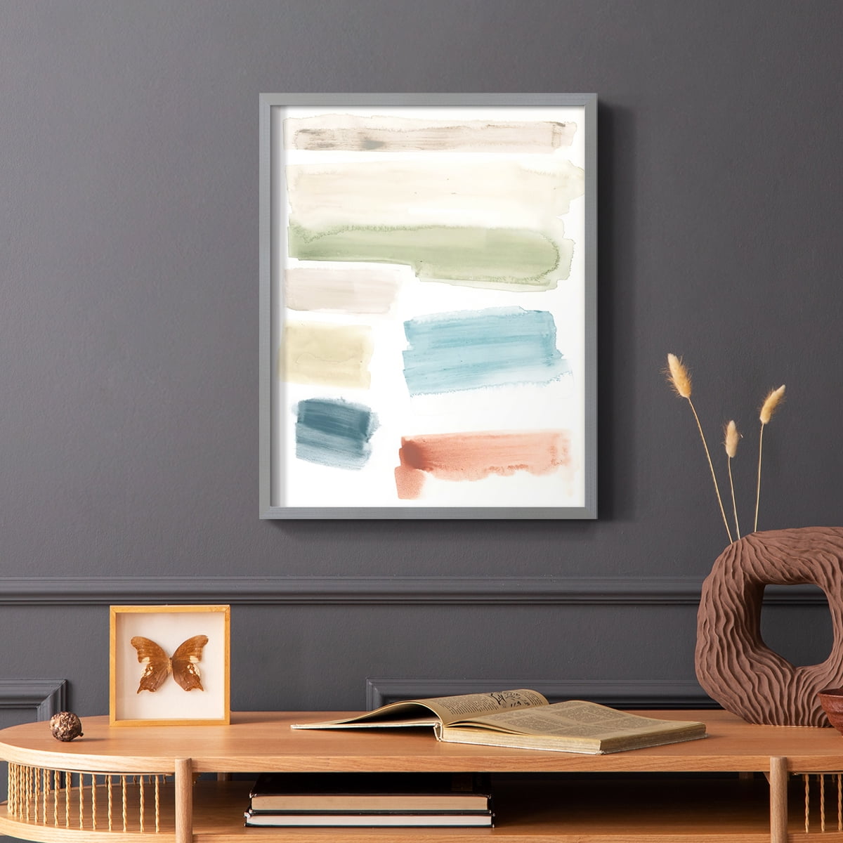 Watercolor Swatches I Framed Print in Gray Solid Wood 11 x 14 Framed Print