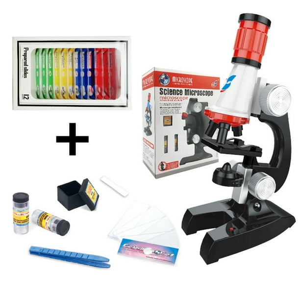 Kit de microscope Lab Led 100x-400x-1200x Home School Jouet éducatif Cadeau  Microscope biologique raffiné pour enfants Enfant Nouveau