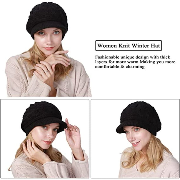 Casquettes Femme Béret Hiver Chapeau d'hiver Bonnet Tricoté Chaud