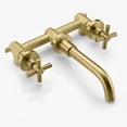 thumbnail image 5 of Brushed Gold Wall Mount Bathroom Faucet Two Cross Handles and Rough-in Valve Included, 5 of 7