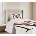 thumbnail image 3 of Ambesonne Letter M Quilted Bedspread Set 2 Pcs, M with Magnolia Floral, Twin Size, Pink Green Black, 3 of 5