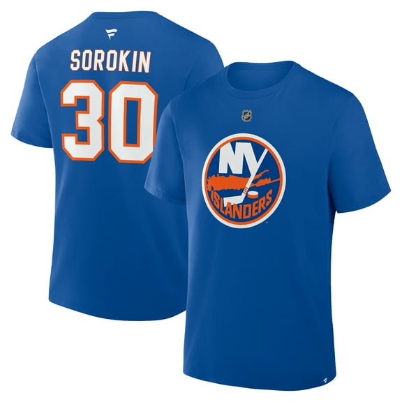 Men's Fanatics Ilya Sorokin Royal New York Islanders Authentic Stack Name & Number T-Shirt