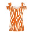 thumbnail image 4 of Fiudx Tops para Mujer Blusas Plegables con Cuello En V para Mujer, Camisas con Hombros Descubiertos, Top de Manga Corta Estampado, 4 of 5