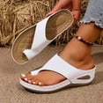 thumbnail image 5 of Lenago Women's Open Toe Mules Sandals Cross Strap Wedge Heel Slides Casual Comfortable Slip On Dressy Walking Shoes for Summer Work Party Outdoor White 8.5, 5 of 7
