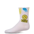 thumbnail image 2 of MeMoi Girls "Happy Face" Cotton Blend Crew Sock with Splatter Paint Graphics - Girls - Female, 10, Neon Blue, 2 of 4
