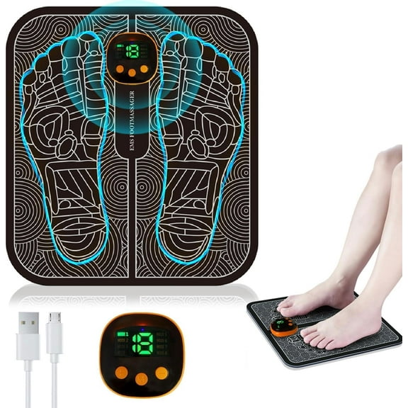 Wrong Duck EMS Foot Massager, Electric Foot Massager, Muscle Pain Relief, 8 Modes and 19 Intensities, Foldable and Portable Electric Foot Massager for Blood Circulation