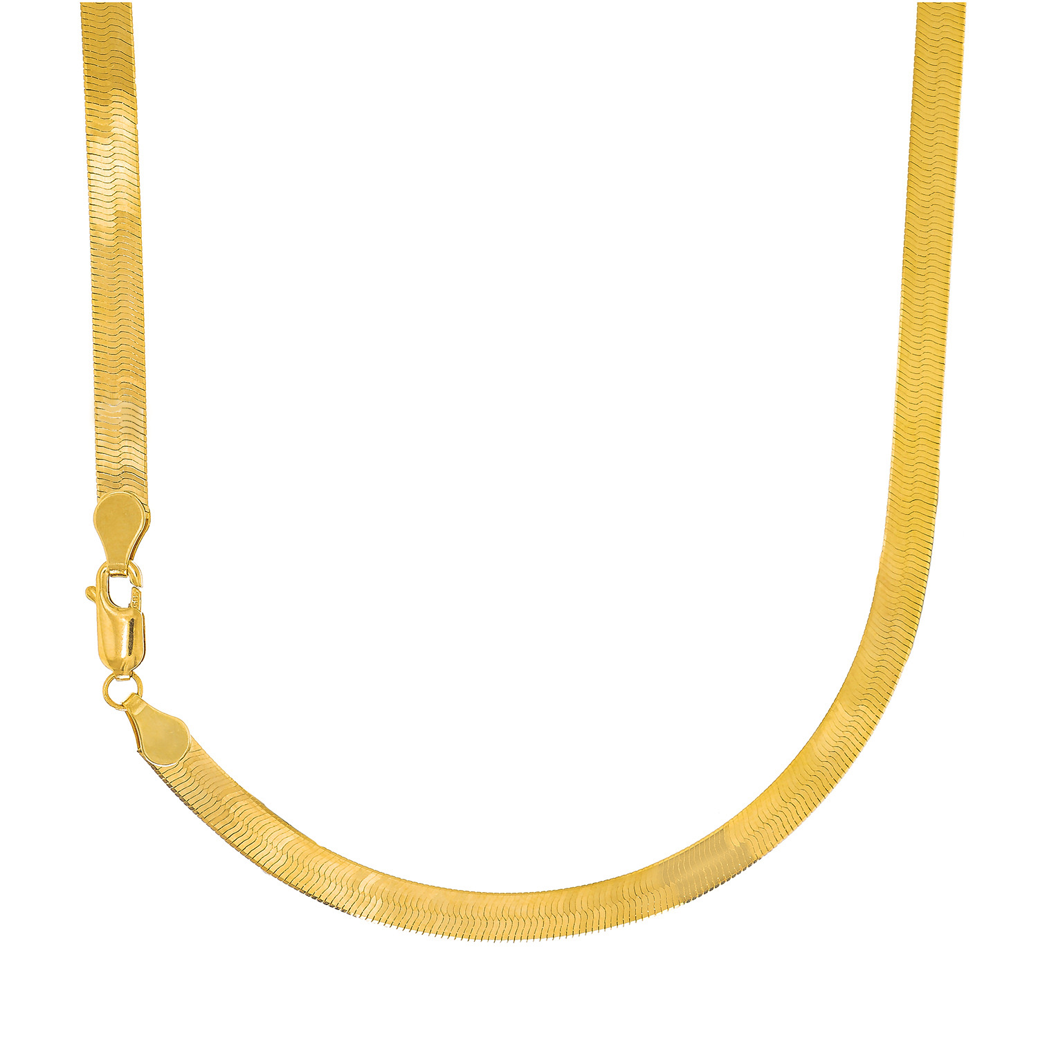 14k Solid Yellow Gold 5mm Super Flexible Silky Imperial Herringbone Necklace- 16 18 20 22 24 26 by JewelStop