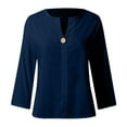thumbnail image 5 of Gibobby Linen Shirts for Women Summer Long Sleeve Lapel Button Up Shirt Lightweight Gauze Tops Loose Casual Blouses Clothes(Navy,XXL), 5 of 6