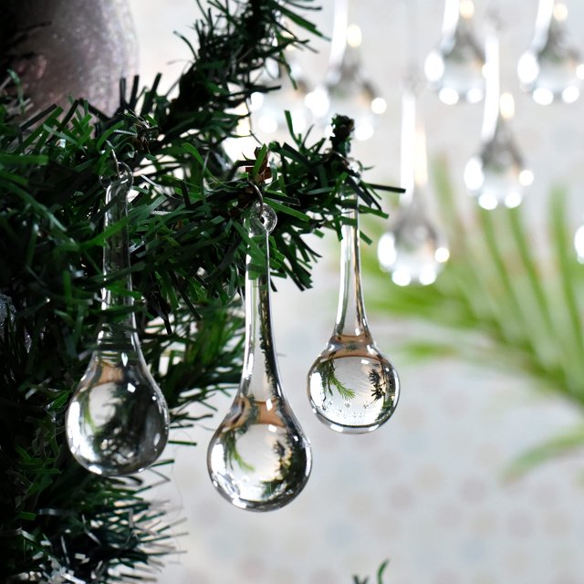 Adornos navideños de vidrio, estante indio, 3 pulgadas, en forma de lágrima, 20 unidades