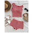thumbnail image 5 of Conjunto de ropa Verdusa para mujer a rayas con hombros descubiertos, rojo/blanco, 5 of 5