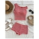 thumbnail image 5 of Outfit Verdusa para mujer, 2 piezas, a rayas, hombros descubiertos, rojo y blanco, 5 of 5